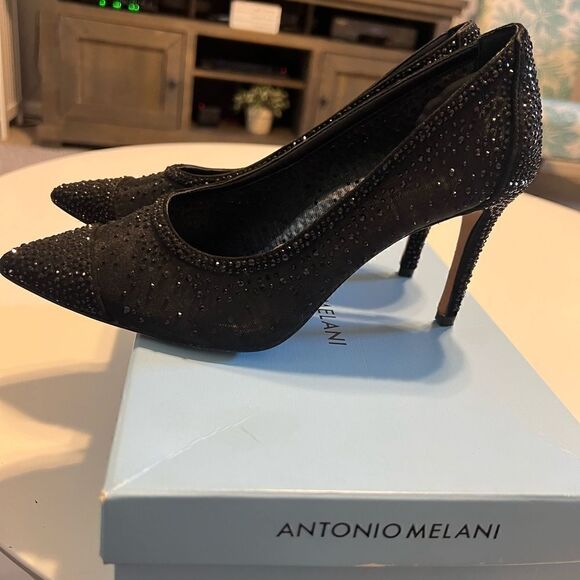 Antonio Melani Marina Black Rhinestone Heels - Picture 7 of 15